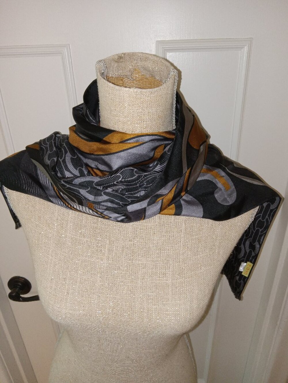ECHO silk reversible long oblong scarf